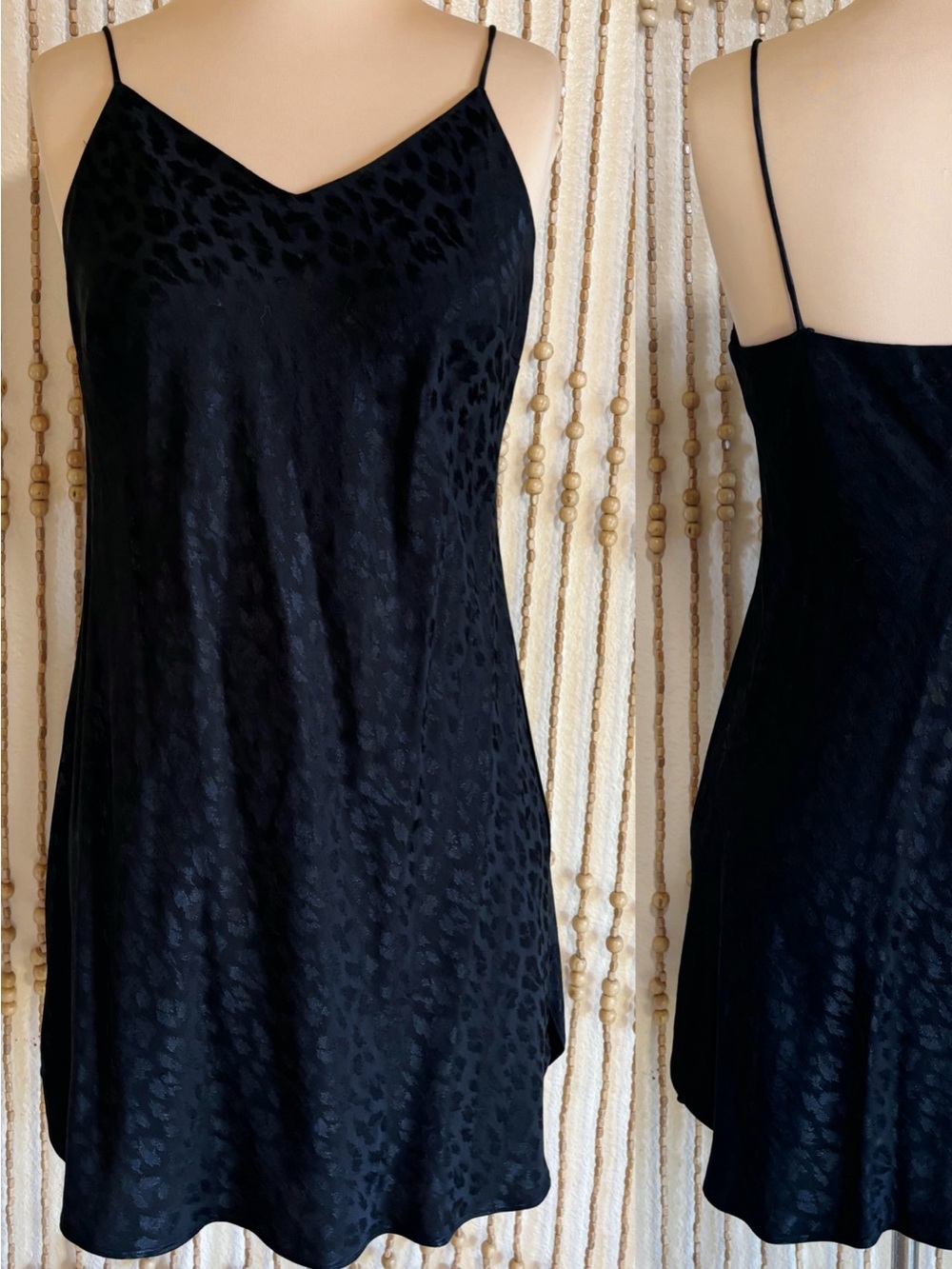TOPSHOP Black Cheetah Silky Goth Emo Sexy Festival Rocker Slip Layering Dress